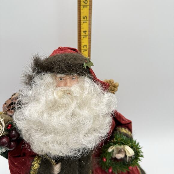 Santa Claus Tree Topper Table Top 14” Tall Red Brown Faux Fur Trim Regal Vtg - Picture 9 of 11